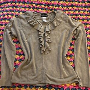 Sag Harbor Taupe Ruffled Sweater